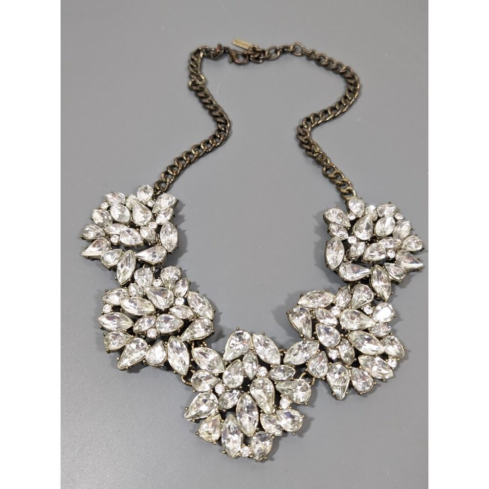 Sugarfix by BaubleBar Clear Rhinestone Collar Statement Necklace Bronze Tone 20" - Picture 2 of 10